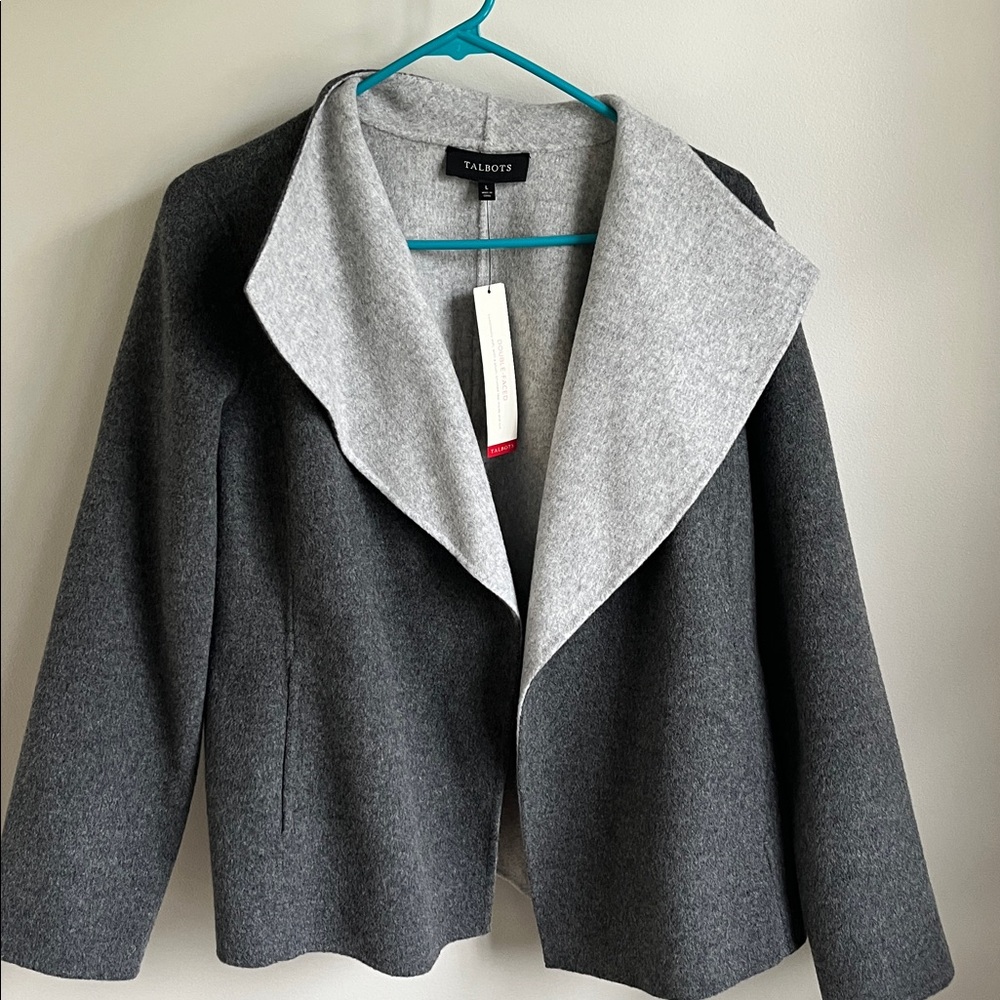 NWT Talbots Heather Gray Double Faced Wool Flannel